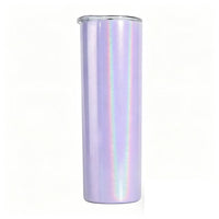Stainless Steel Straight Insulated Tumbler Purple Coated Straw Cup 20oz 15oz Portable Drink Mug