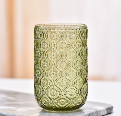 Vertical Striped Glass Tumbler for Water, Juice, Coffee and Home Dining