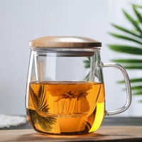 High Borosilicate Glass Tea Cup with Tea Water Separation