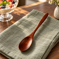 Solid Nanmu Wood Spoon with Natural Grain for Coffee and Desserts