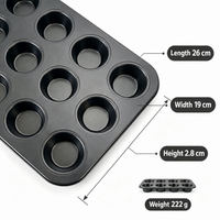 12-Cup Metal Muffin Pan, Mini Cupcake Baking Tray, Gold or Black