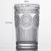 European Style Floral Ribbed Drinking Cup with Gold Rim for Water