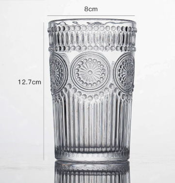 European Style Floral Ribbed Drinking Cup with Gold Rim for Water