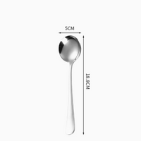 Stainless Steel Round Soup Spoon with Long Handle for Dining