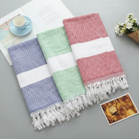 Turkish Diamond Tassel Beach Towel Cotton Lightweight Boho Picnic Throw Bath Towel 1x1.8m