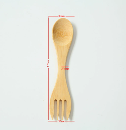 Bamboo Double-Ended Fork Spoon Minimalist Reusable Kitchen