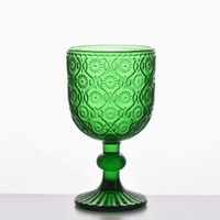 Dark Green Vintage Ribbed Glass Drinking Cup