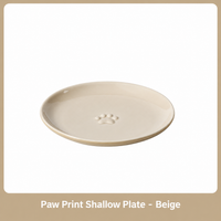 Ceramic Pet Food Bowl, Shallow Paw Print Cat and Dog Feeding Dish