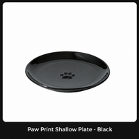 Ceramic Pet Food Bowl, Shallow Paw Print Cat and Dog Feeding Dish