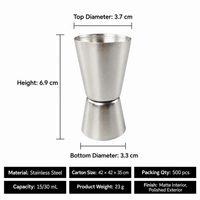 304 Stainless Steel Double Sided Cocktail Jigger Measuring Cup