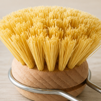 Beech Wood Long Handle Kitchen Brush Pan Scrubber Stove Cleaning Brush Dish Washing Brush Stainless Steel Handle