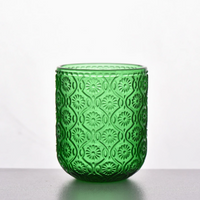 Dark Green Vintage Ribbed Glass Drinking Cup