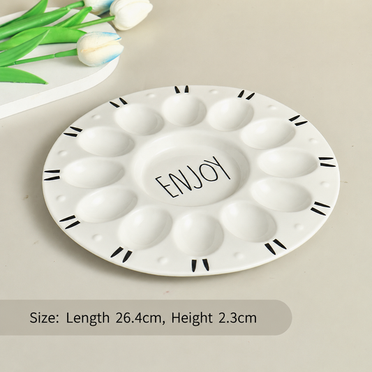 Ceramic Deviled Egg Tray – Easter Egg Display & Serving Plate