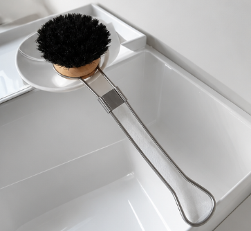 Beech Wood Long Handle Kitchen Brush Pan Scrubber Stove Cleaning Brush Dish Washing Brush Stainless Steel Handle
