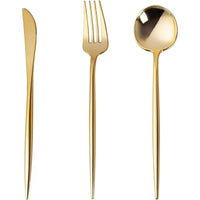 Gold Plastic Long Handle Cutlery Set