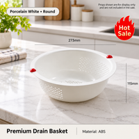 Large Capacity Kitchen Drain Basket Plastic Fruit Vegetable Washing Colander