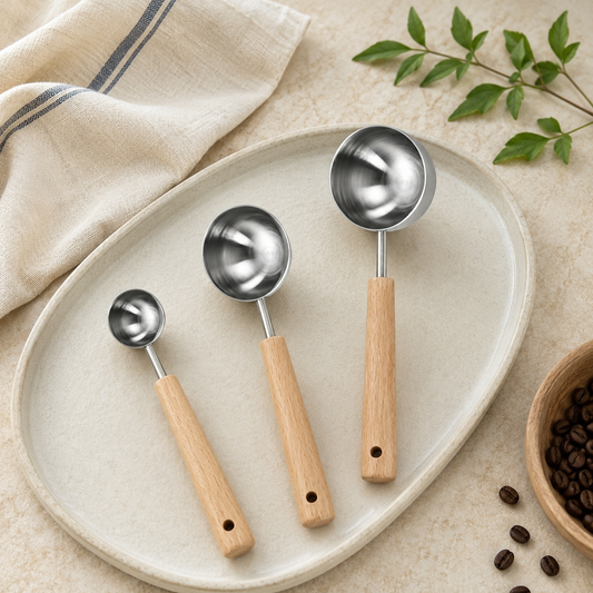 Stainless Steel Measuring Spoon with Wooden Handle