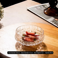 Crystal Glass Dessert Bowl – Textured Transparent Serving Bowl for Ice Cream, Fruit, Pudding and Sweet Treats