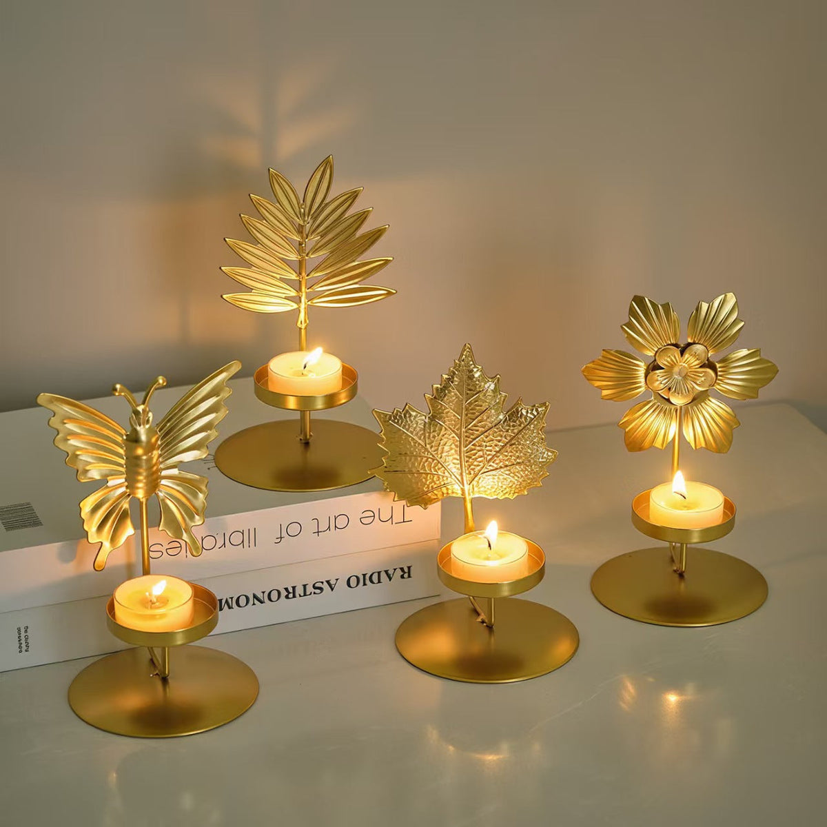 Creative Aromatherapy Candleholder, Maple Leaf Butterfly Multi Shape Iron Decor