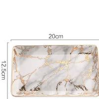 Marble Pattern Ceramic Rectangular Tray