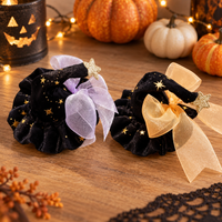 Halloween Witch Hat Hair Scrunchie with Sheer Bow