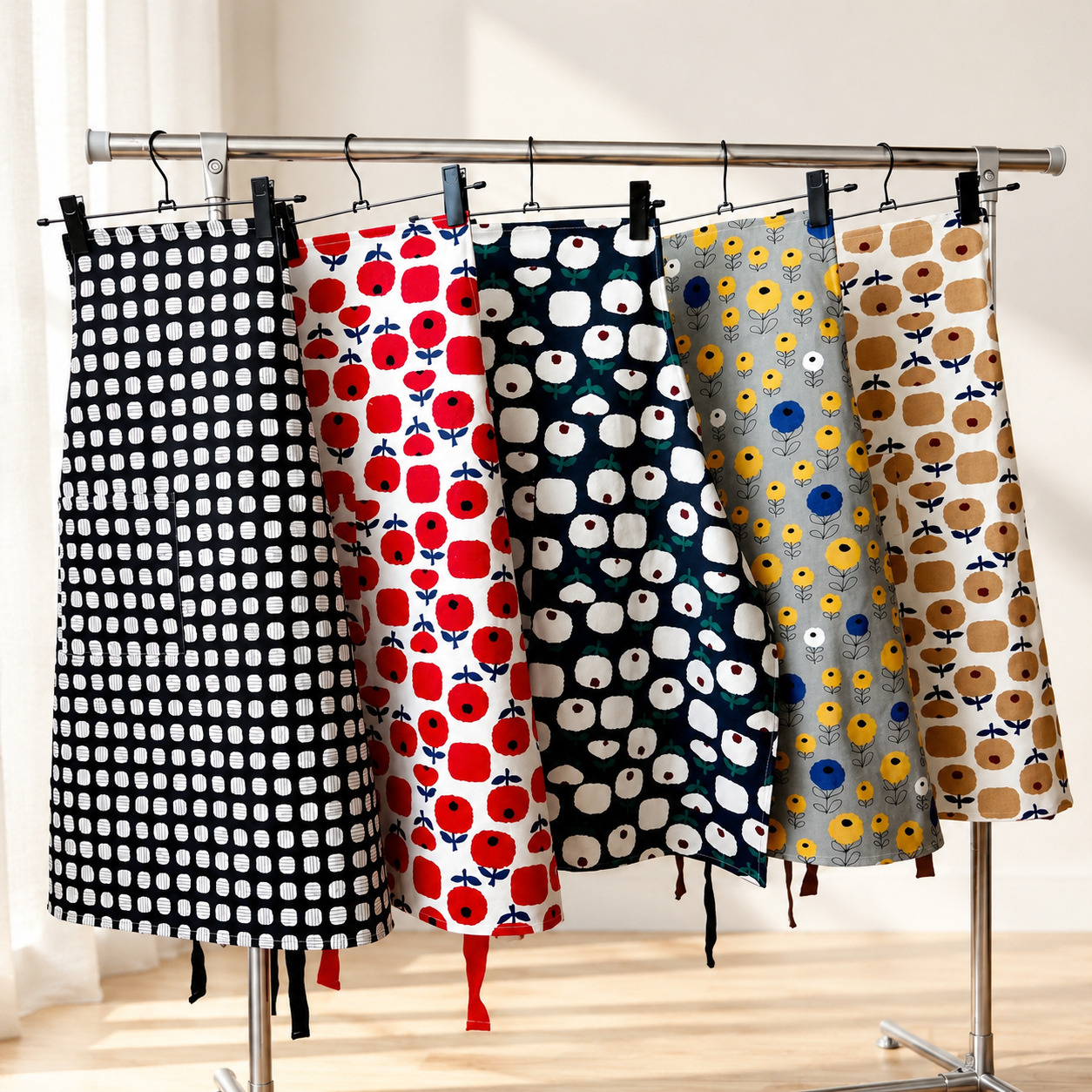 Nordic Cotton Printed Apron, Adult Kitchen Apron with Adjustable Neck Strap