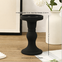 Matte Black Pillar Candle Holder, Retro Roman‑Style Candlestick for Table Decor