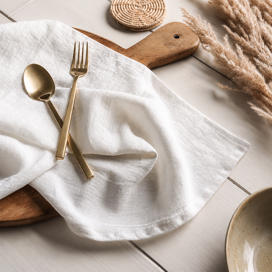 Solid Washed Cotton Linen Napkin, Minimal Dining Table Mat and Food Cover
