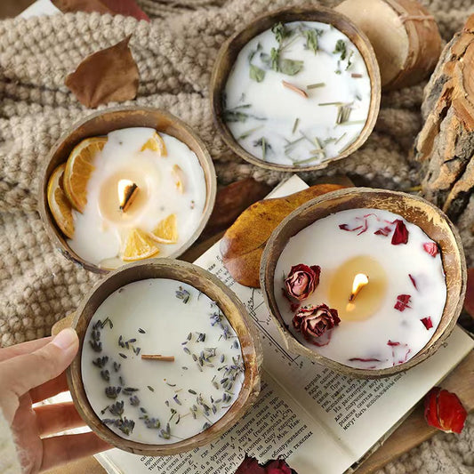 Dried Flower Coconut Bowl Candle
