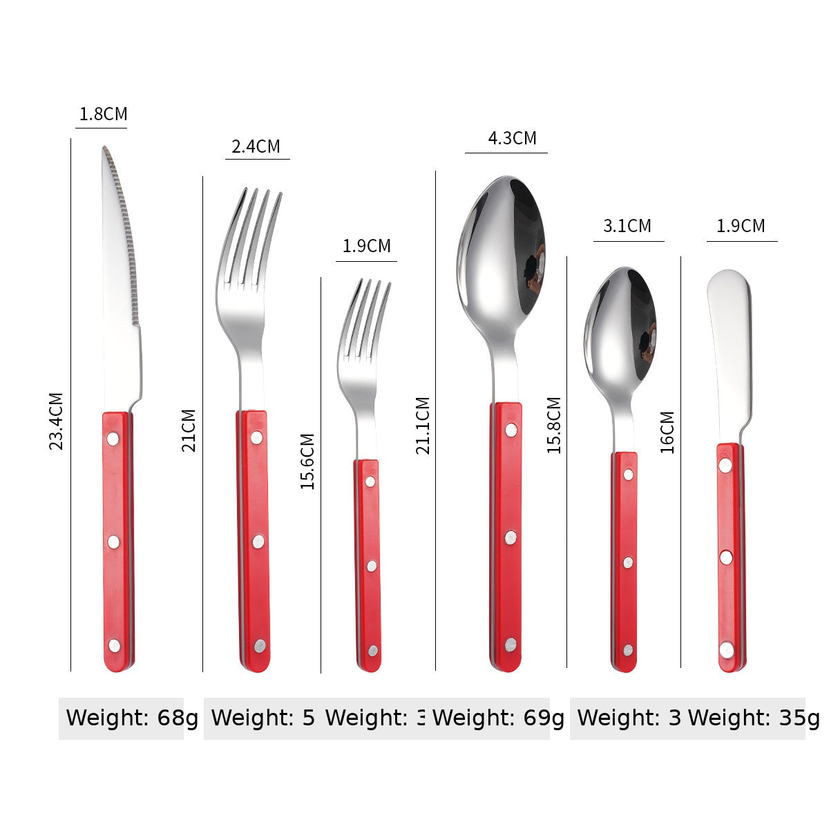 French Rivet Handle 304 Stainless Steel Cutlery Set – Knife, Fork & Spoont