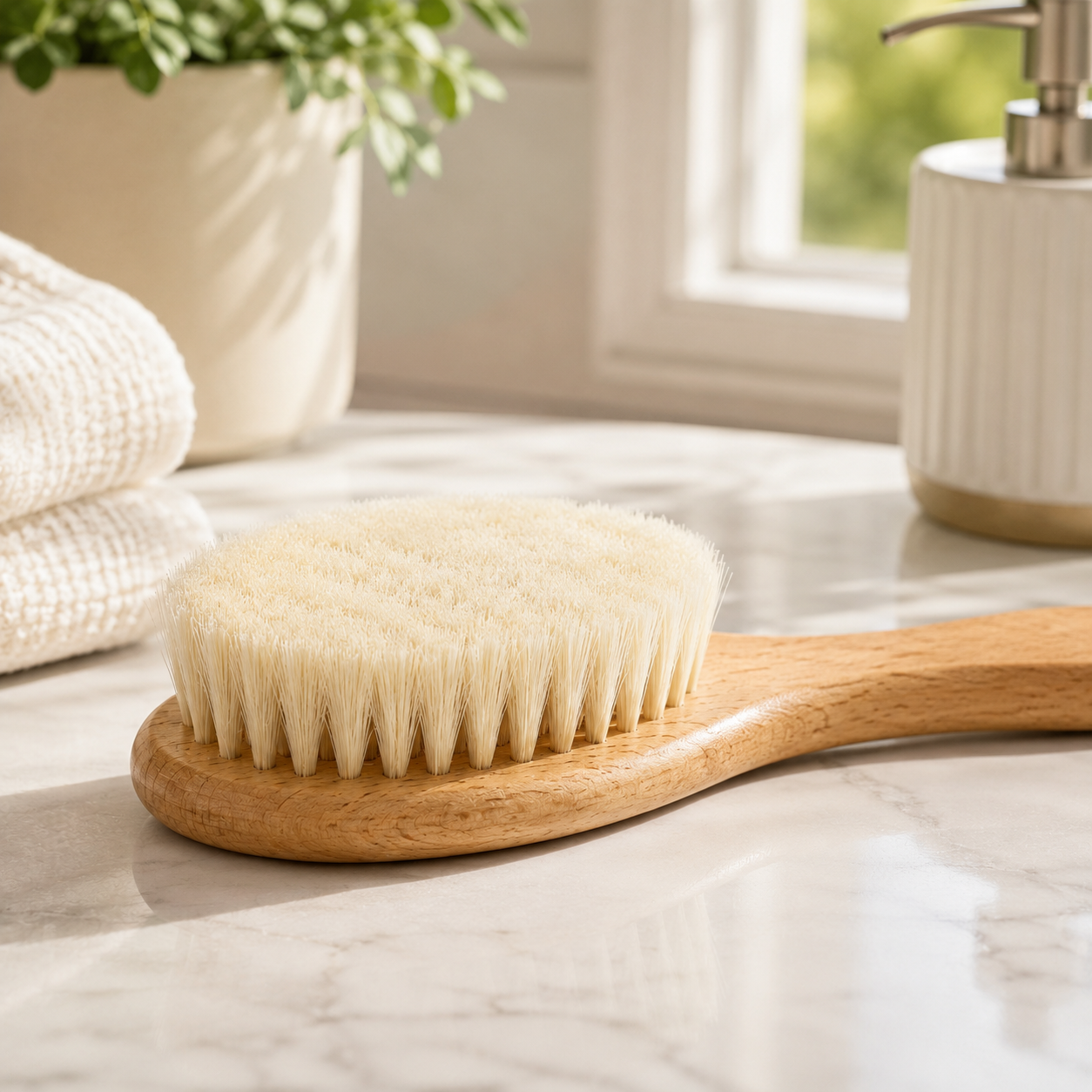 Beechwood Sheep Wool Body Brush – Ultra Soft Baby Bath & Dry Brush