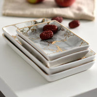 Marble Pattern Ceramic Rectangular Tray