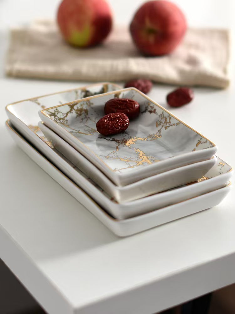 Marble Pattern Ceramic Rectangular Tray