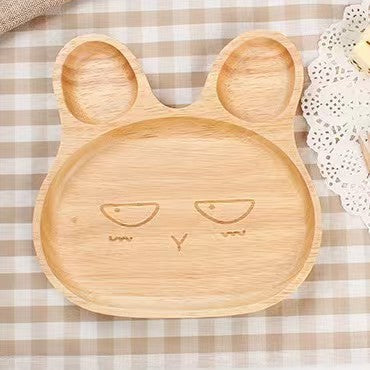Beech Wood Bunny Shaped Kids Plate