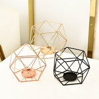 Geometric Iron Candleholder Set, Modern Decorative Ornament