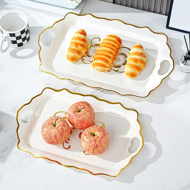 Square Plastic Fruit Tray with Handle Serving Platter