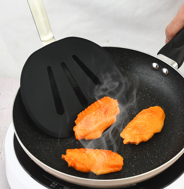 Silicone Slotted Spatula with Stainless Steel Handle for Cooking