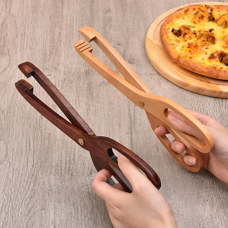 Scissor Style Wooden Bread Tongs Food Serving Tongs