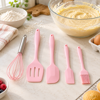 5-Piece Silicone Kitchen Utensil Set with Whisk, Spatulas & Basting Brush