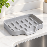 Silicone Sink Sponge Holder Self Draining Soap Dish Kitchen Countertop Organizer