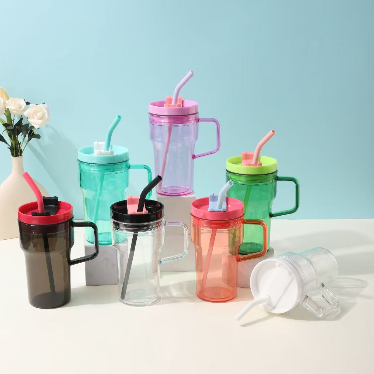 20oz Portable Plastic Tumbler with Handle