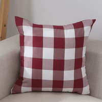 Cotton Linen Style Plaid Cushion Cover