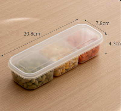 Slim Divided Refrigerator Food Storage Container with Lid