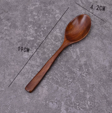 Solid Wood Small Dining Spoon with Natural Grain