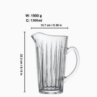 Crystal Style Clear Glass Jug with Handle and Pouring Spout for Juice