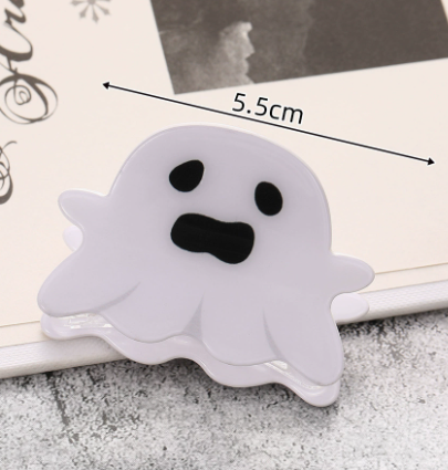 Halloween Acrylic Hair Clips with Pumpkin Ghost and Witch Hat Designs