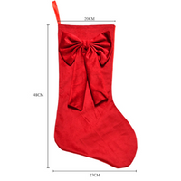 Velvet Christmas Stocking with Lace Bow Holiday Fireplace Hanging Decoration