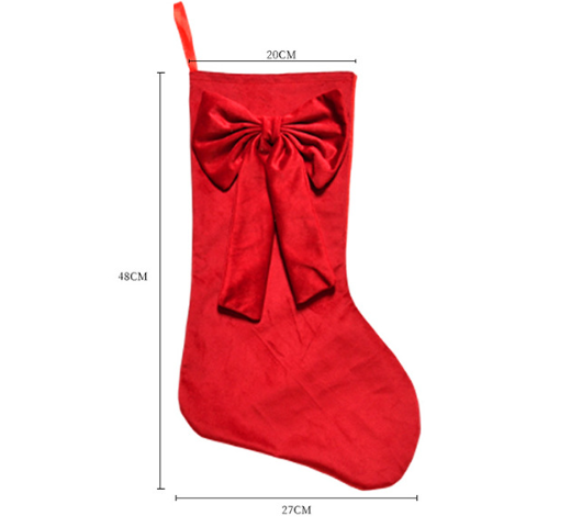 Velvet Christmas Stocking with Lace Bow Holiday Fireplace Hanging Decoration