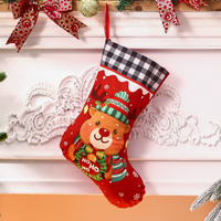 20cm Cartoon Christmas Stocking Gift Bag Santa Snowman Holiday Candy Hanging Decoration