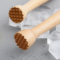 Natural Wooden Ice Crusher Muddler with Textured Head for Kitchen Use